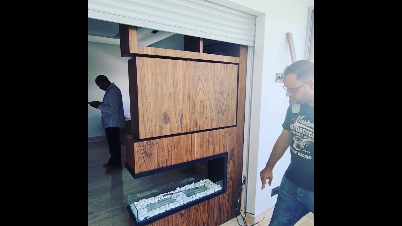 meuble télé cheminée 100cm 2 brûleurs 30cm tv 350°