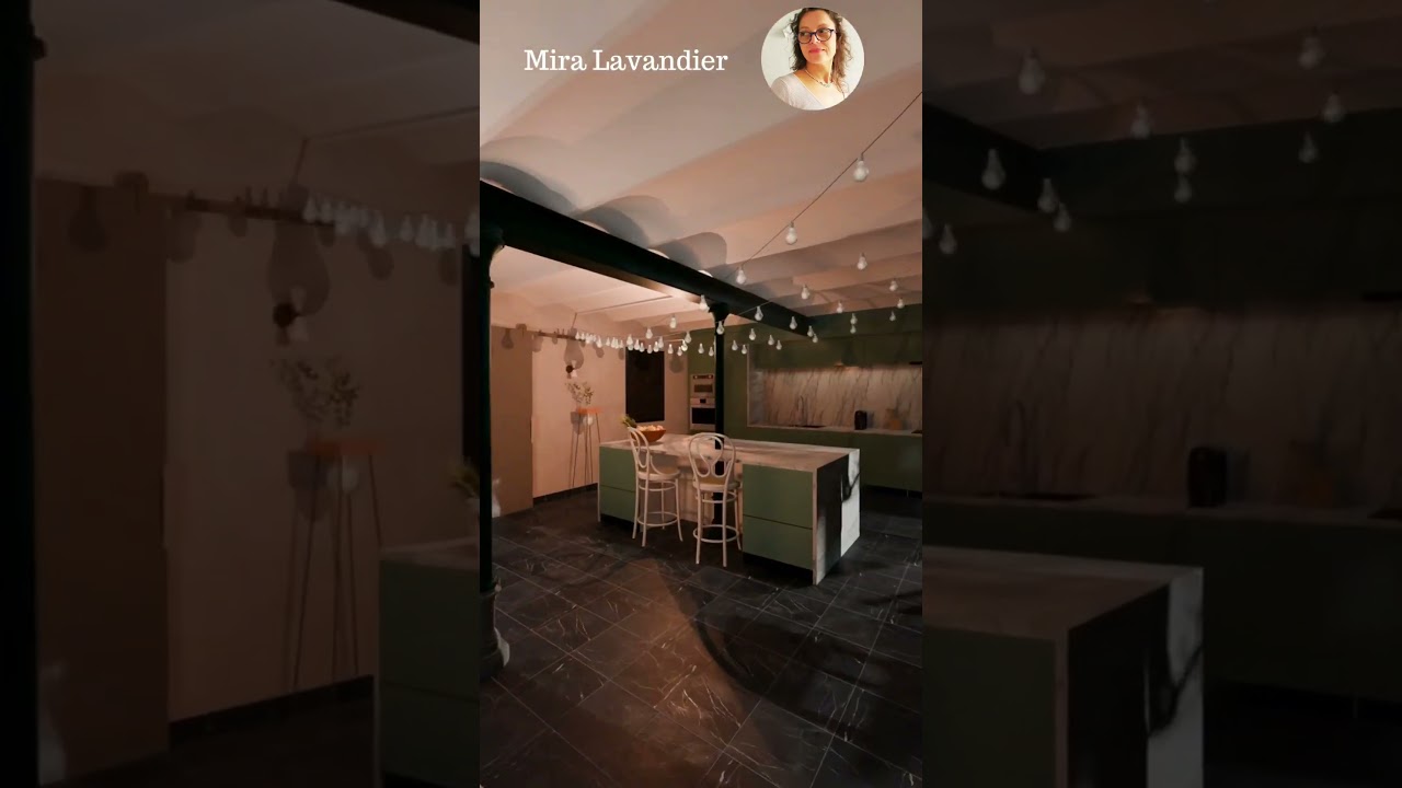 Style industriel cuisine ouverte avec îlot central #styleindustriel #ilotcuisine #interieur