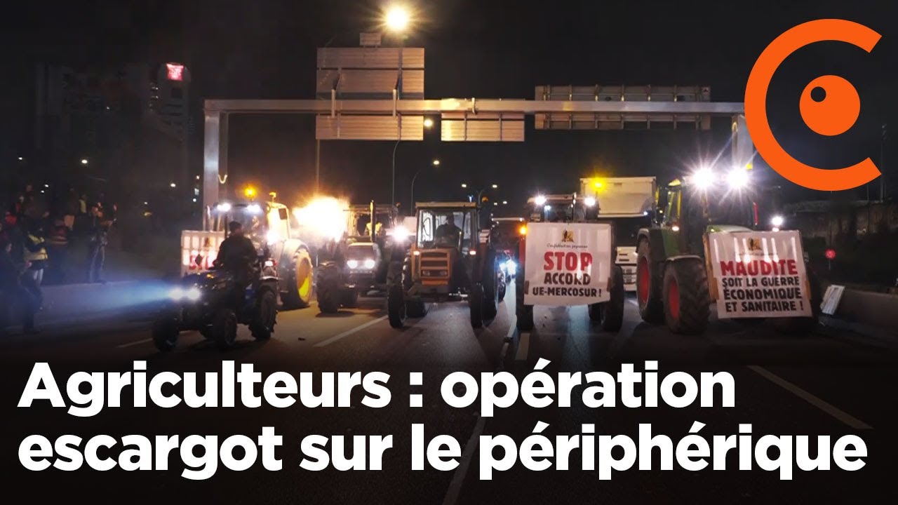 DIRECT - Manifestation des agriculteurs sur le périphérique de Paris avec leurs tracteurs - Mercosur